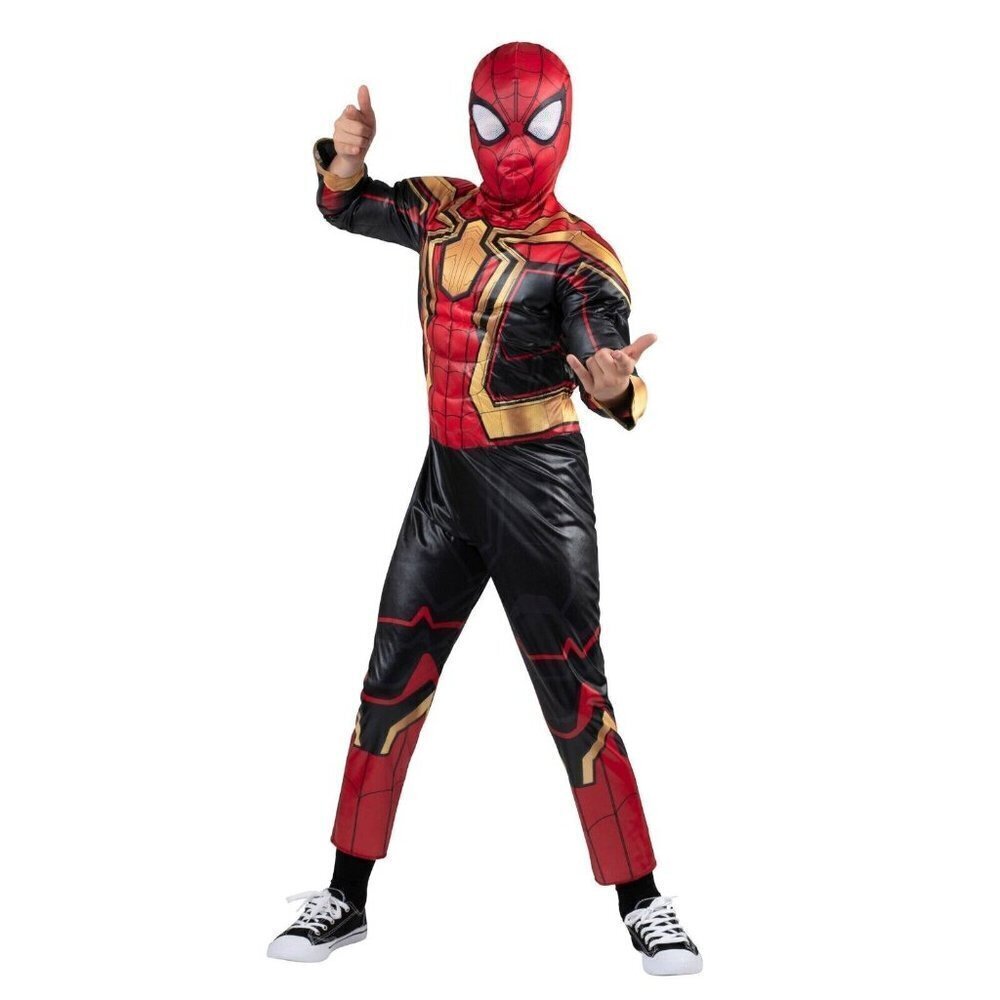 NEW Marvel Spider-Man Integrated Suit Halloween Costume Boys Small Jumpsuit Mask